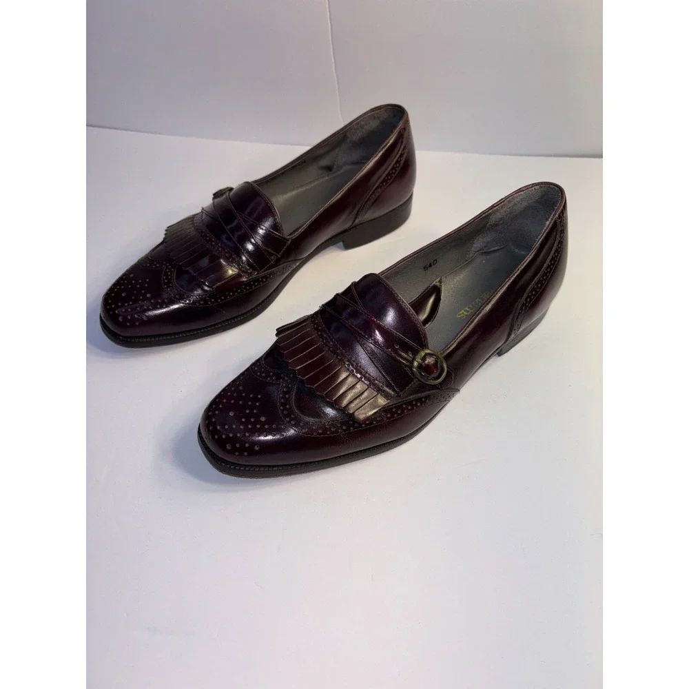 Stacy Adams Dress Shoes Men's 9.5M Brown Leather Nashua Wingtip Longwing Slip On